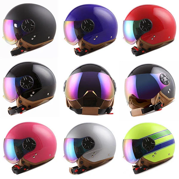 1Storm Motocycle Scooter Bike Open Face/Half Face Helmet Classic: HG252