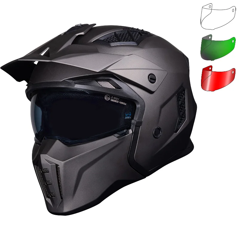 Black Street Fighter ECE R22.06 Matt Bronze Open Face Motorcycle Helmet and Internal Visor