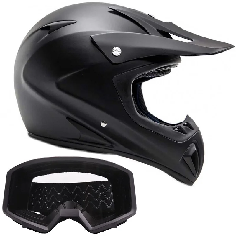 Adult Helmet Matte Black with Black Goggles