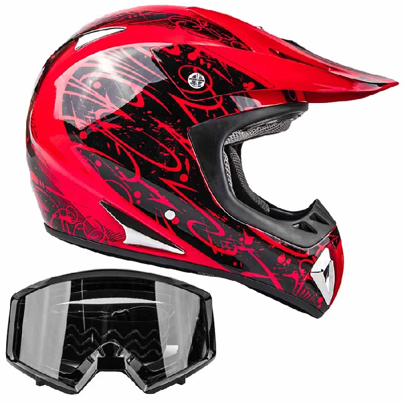 Adult Helmet Red Splatter with Black Goggles