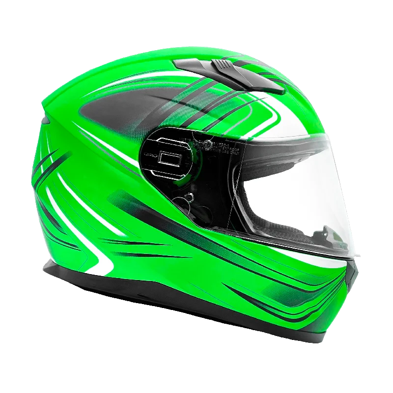 Adult Matte Green Full Face Helmet w/ Retractable Sun Visor