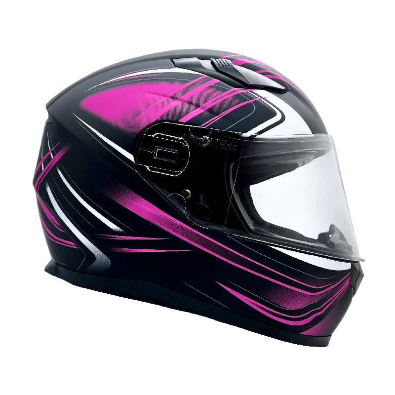 Adult Matte Pink Full Face Helmet w/ Retractable Sun Visor