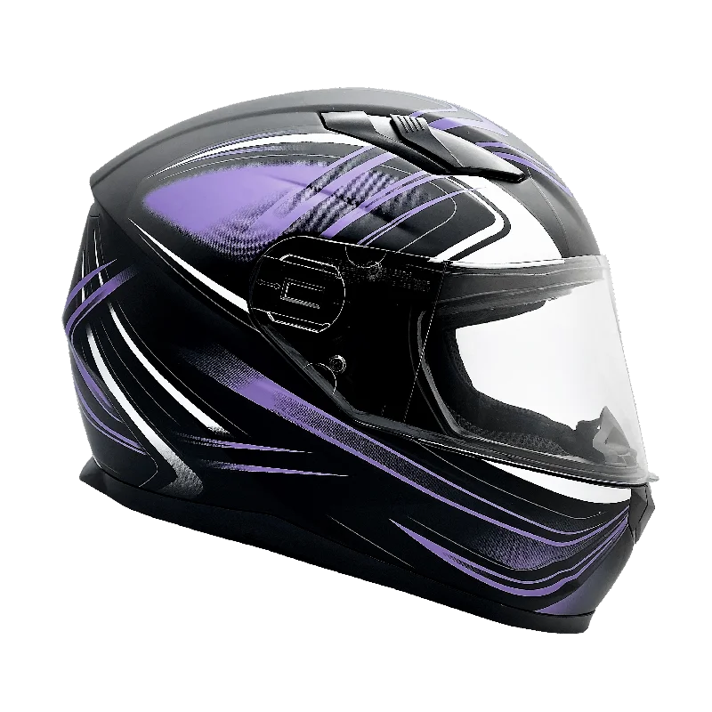 Adult Matte Purple Full Face Helmet w/ Retractable Sun Visor