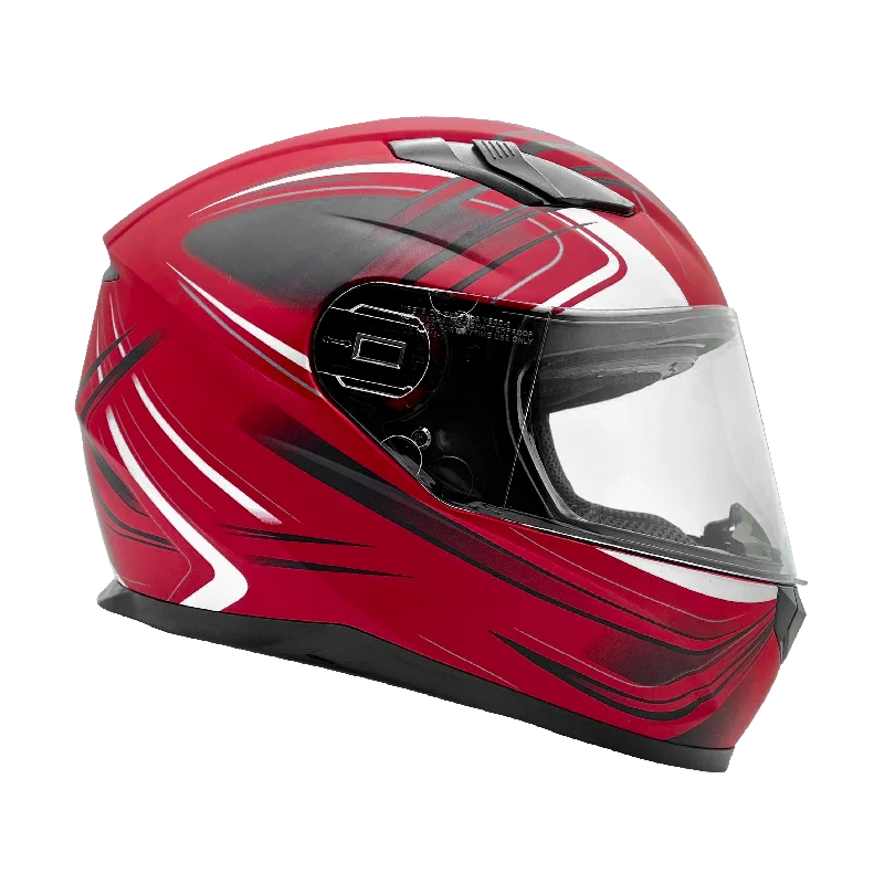 Matte Red Full Face Helmet w/ Retractable Sun Visor