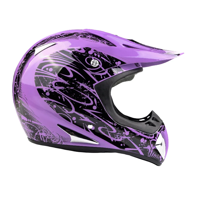 Adult Motocross Helmet Purple and Black