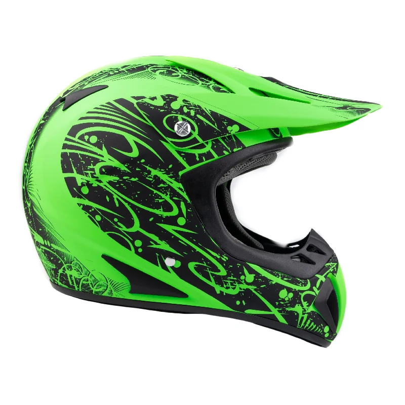 Adult Motocross Matte Green Splatter Helmet