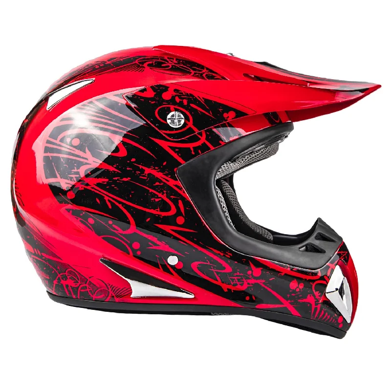 Adult Motocross Red and Black Helmet