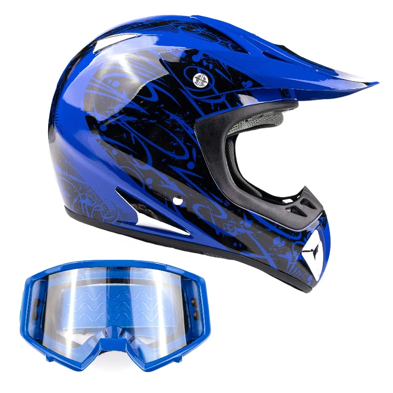 Adult Off Road Helmet Goggle Set Blue