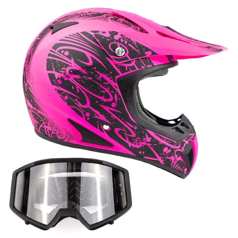 Adult Pink Helmet & Black Goggle Combo