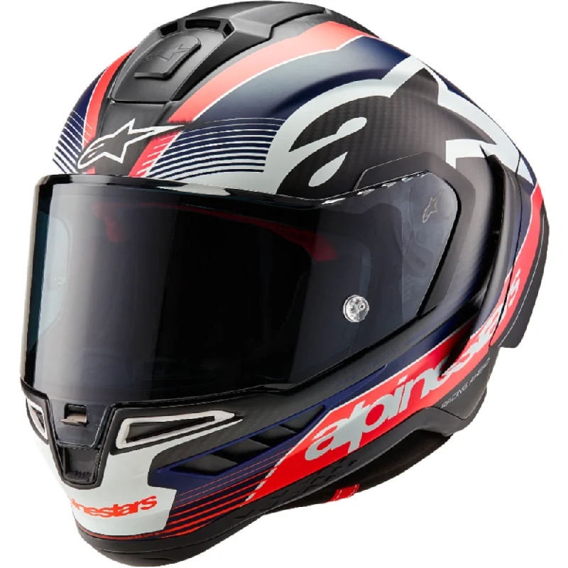 Alpinestars Supertech R10 Team ECE 06 / FIM Full Face Helmet Black / Carbon / Fluo Red / Matt Dark Blue