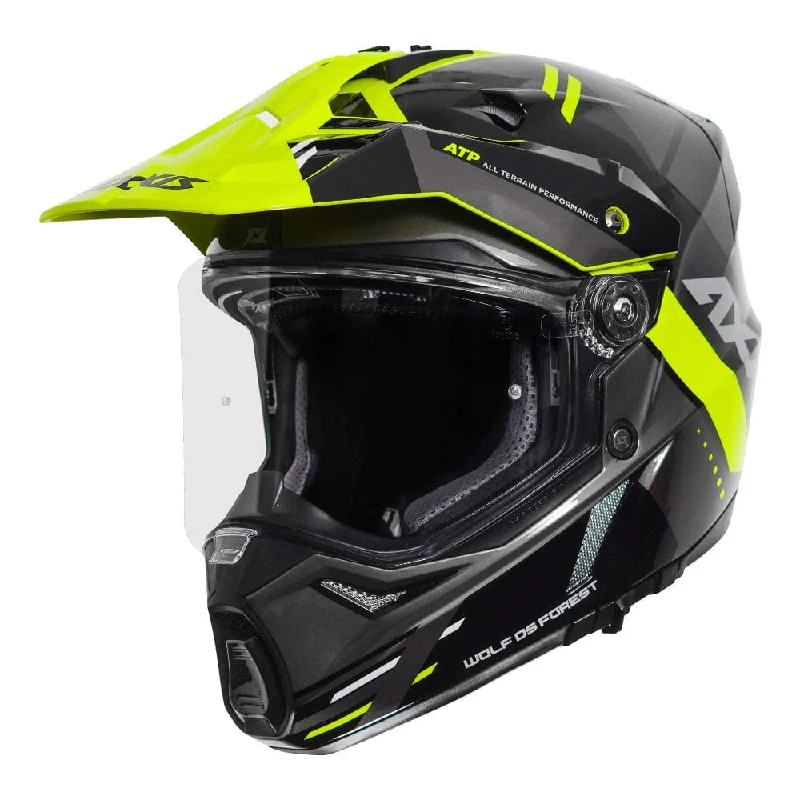 AXXIS WOLF DUAL SPORT FOREST GLOSS FLUORO YELLOW HELMET