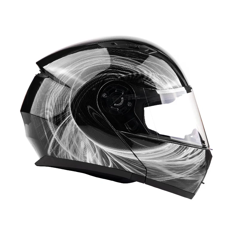 Black White Adult Modular Helmet with drop down sun-glass