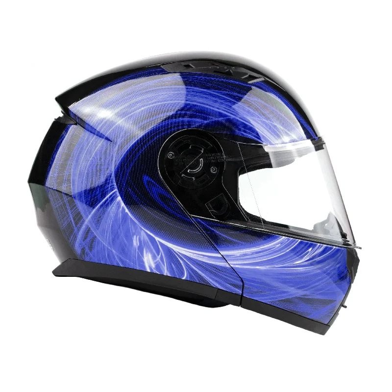 Blue Adult Modular Helmet with drop down sun-glass