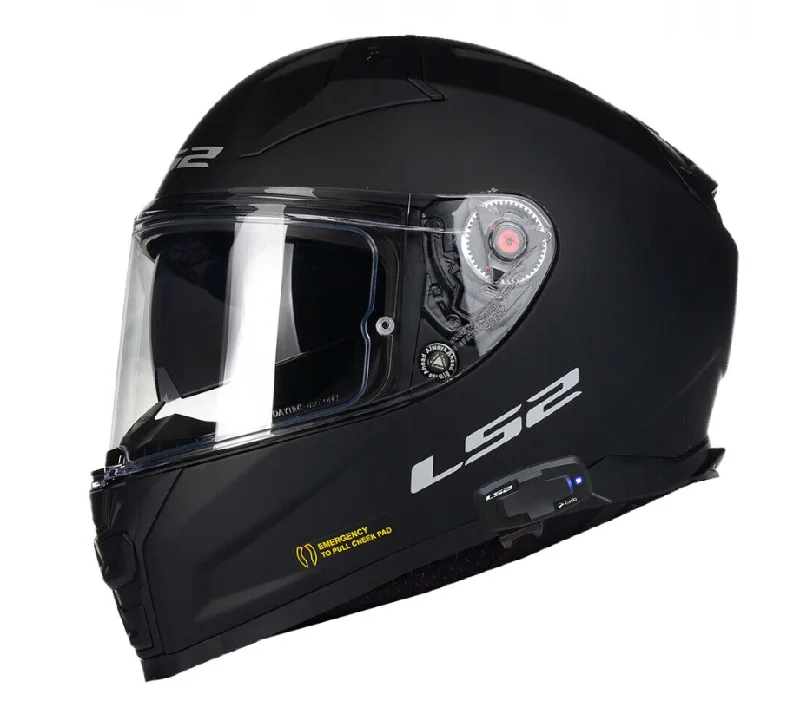 LS2 FF811 Vector II Matt Black Full Face Helmet with factory fitted Cardo intercom