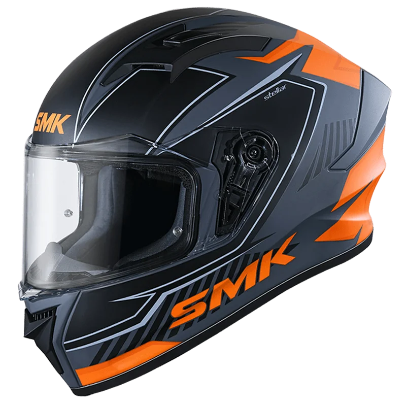 SMK Stellar Sports Adox Gloss  Black Orange GL672 Helmet