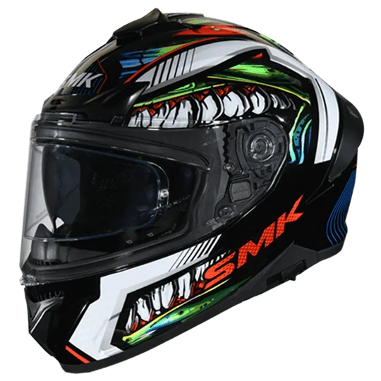 SMK Typhoon Helmet Raptor Matt Black White MA213 (With Double D Ring)