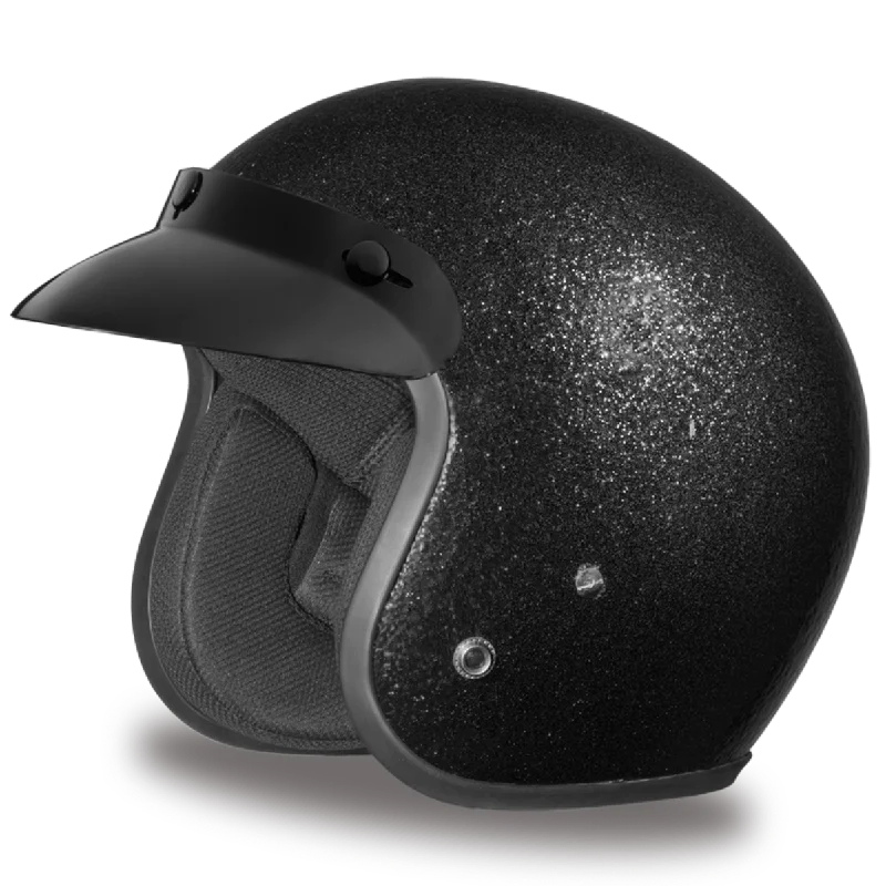 Daytona D.O.T. Cruiser Black Metal Flake Motorcycle Open Face Helmet