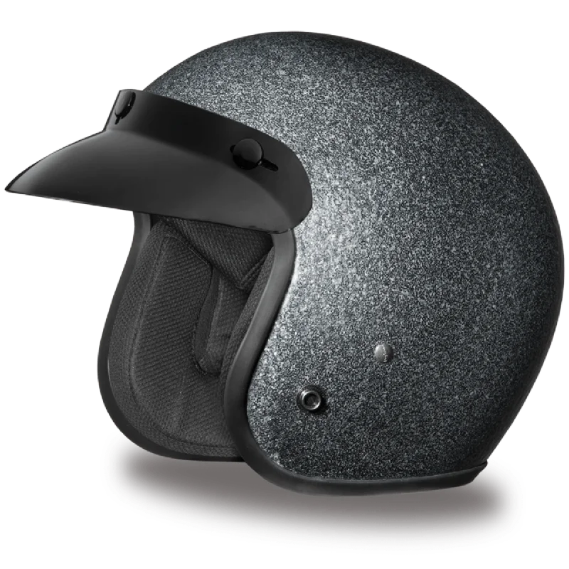 Daytona D.O.T. Cruiser Gun Metal Flake Motorcycle Open Face Helmet, Dark Gray