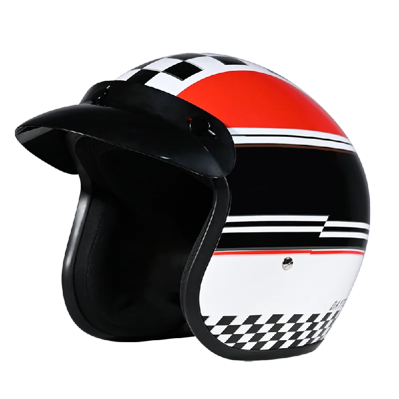 DOT Approved Daytona Cruiser Open Face Motorcycle Helmet - Men, Women & Youth - With Visor & Graphics - W/ Daytona Classic