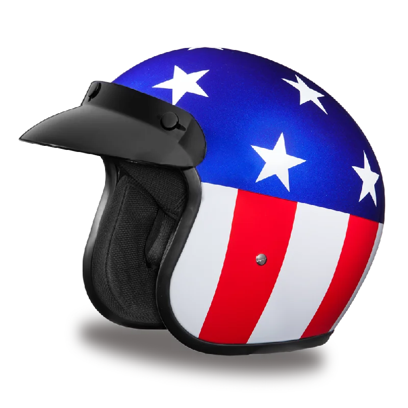 Daytona D.O.T. Cruiser States of America Motorcycle Open Face Helmet, Blue/White/Red