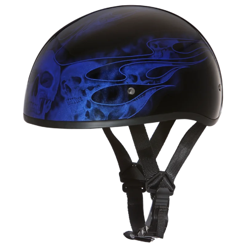 Daytona D.O.T Skull Cap - w/Skull Blue Flame Helmet