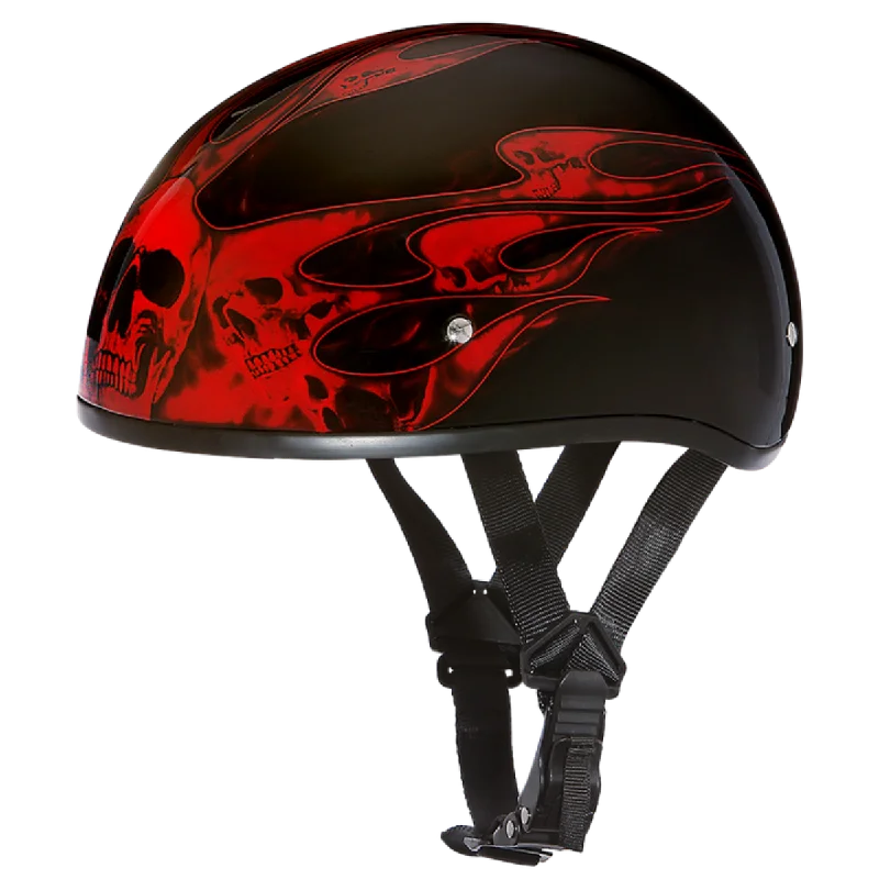 Daytona D.O.T Skull Cap - w/Skull Red Flame Helmet