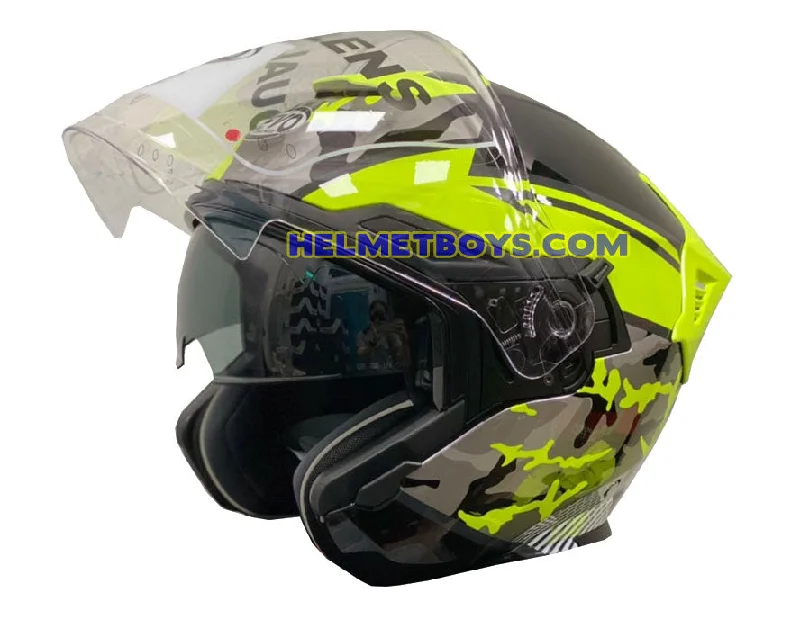 EVO RS9 Motorcycle Sunvisor Helmet Camo Fluo