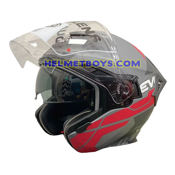 EVO RS9 Motorcycle Sunvisor Helmet EUROJET MATT GREY RED