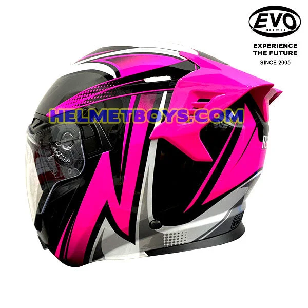 EVO RS9 Motorcycle Sunvisor Helmet FUSCHIA CURVE