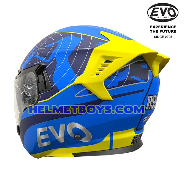 EVO RS9 Motorcycle Sunvisor Helmet RADAR BLUE YELLOW