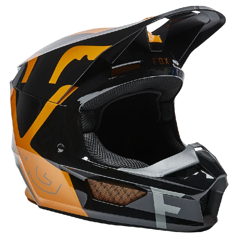 Fox - Youth V1 Skew Black/Gold Helmet