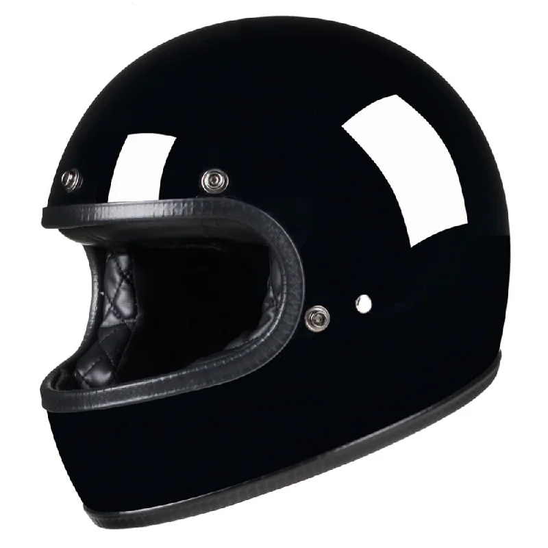 Full Face Retro Helmet - Café Racer - Gloss Black