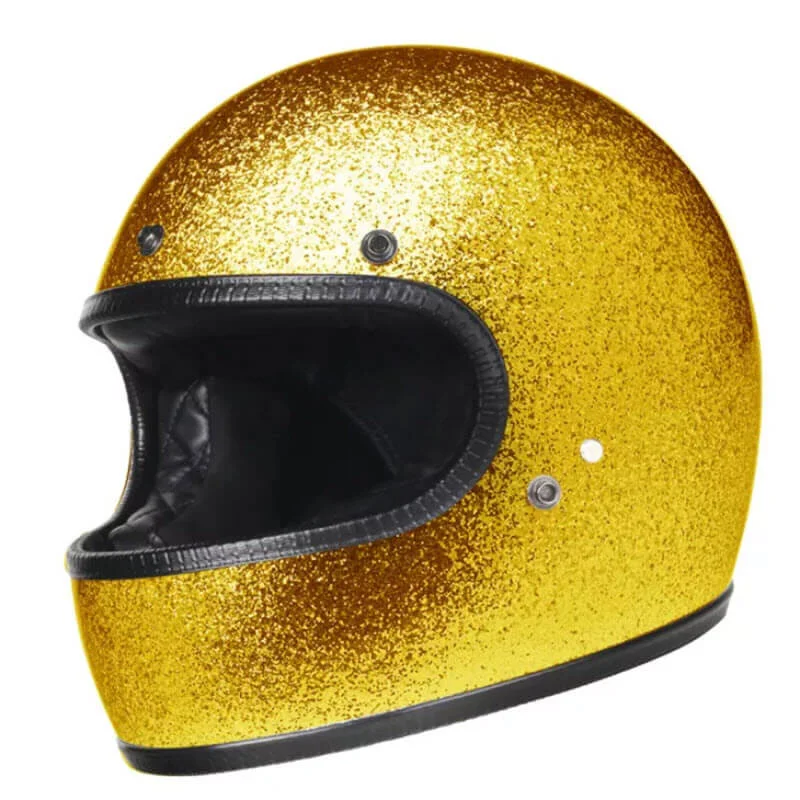 Full Face Retro Helmet - Café Racer - Glitter Gold