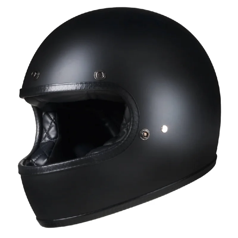 Full Face Retro Helmet - Café Racer - Matte Black