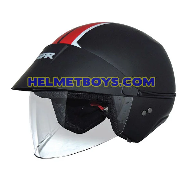 GPR AEROJET Shorty Motorcycle Helmet MATT BLACK RED G5