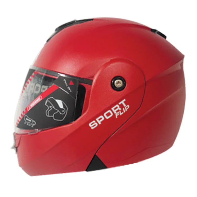 TVS Full Face Flip up Helmet, Color: Red - Premium Helmets for Ultimate Protection