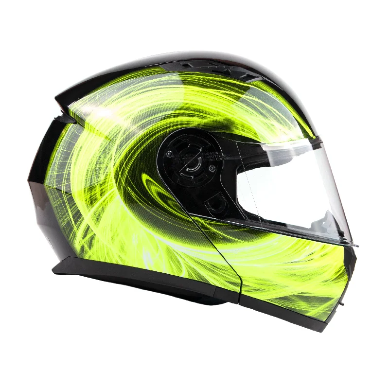 Hi-Viz Yellow Adult Modular Helmet with drop down sun-glass