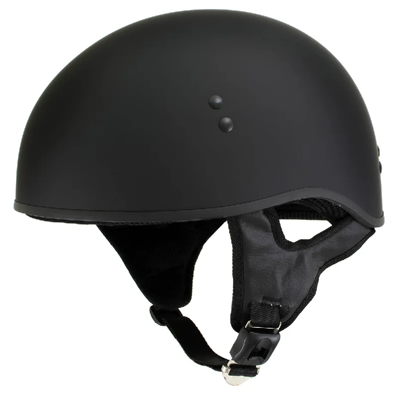 Hot Leathers Flat Matte Black Motorcycle Skull Cap Half Helmet for Men