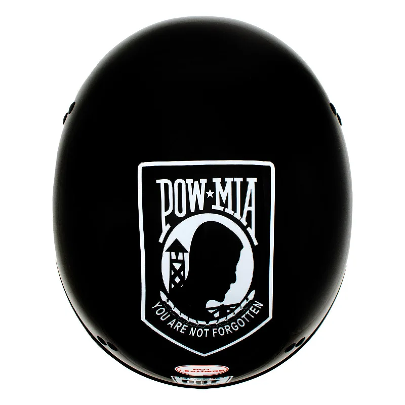 Hot Leathers HLD1004 POW Gloss Black Motorcycle DOT Approved Skull Cap