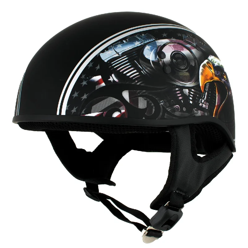 Hot Leathers HLD1023 'V-Twin Eagle' Flat Black Motorcycle DOT Skull