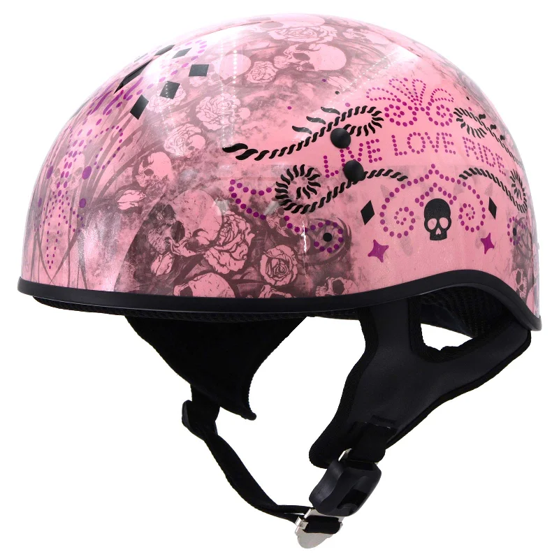 Hot Leathers HLD1048 'Live, Love Ride' Gloss Pink Motorcycle DOT