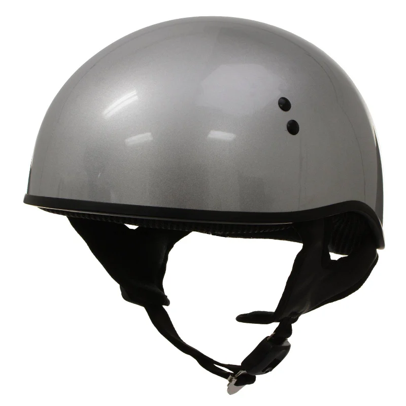 Hot Leathers HLD1050 'Glossy Silver' Motorcycle DOT Approved Skull Cap