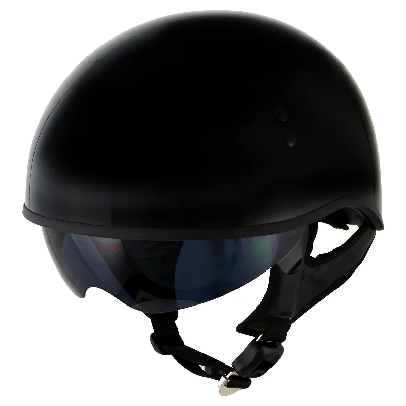 Hot Leathers T72 'Black Widow' Gloss Black Motorcycle Half Helmet for