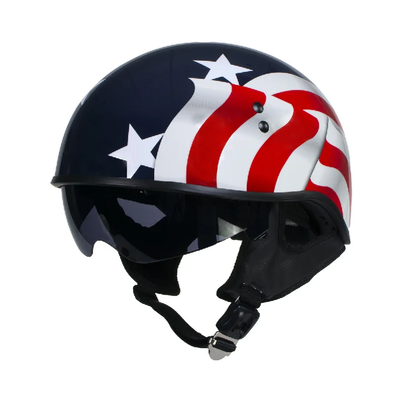 Hot Leathers T72 'Blue Flag' Advanced DOT Motorcycle Half Helmet for