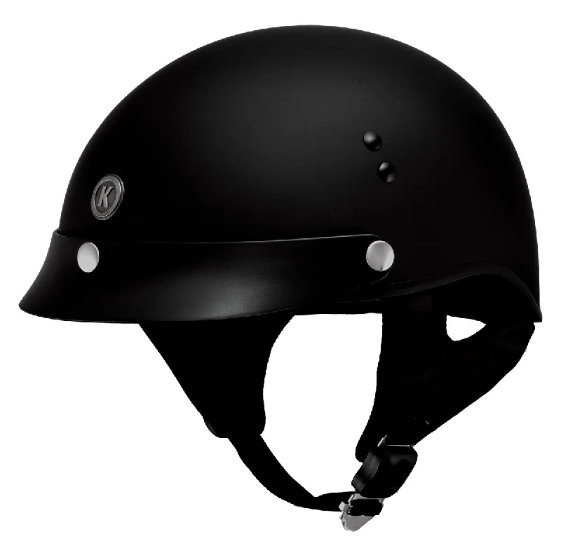 Klutch K-3 'Cruise' Flat Black Half Face Motorcycle Helmet with Snap