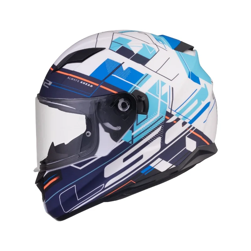 LS2 FF320 STREAM EVO SCAPE HELMET GLOSS WHITE BLUE WITH PINLOCK