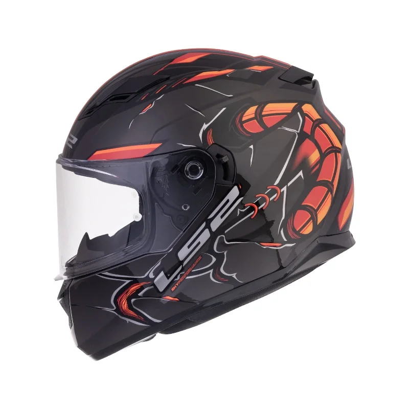 LS2 FF320 STREAM EVO ZUKO HELMET GLOSS BLACK HI-VIZ ORANGE WITH PINLOCK