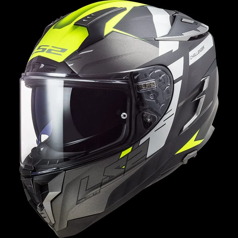 LS2 FF327 CHALLENGER ALLERT MATT TITANIUM H-V YELLOW HELMET