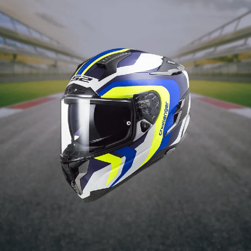 LS2 FF327 CHALLENGER GALACTIC GLOSS WHITE YELLOW BLUE HELMET