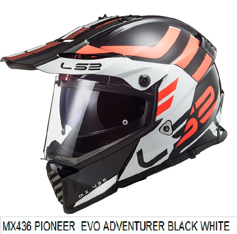 LS2 MX436 PIONEER EVO Adventurer Gloss Black White Helmet